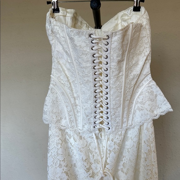 House of CB Solaine Ivory Lace Corset Maxi Dress Size L A-C NWOT Floral lace - Picture 10 of 17